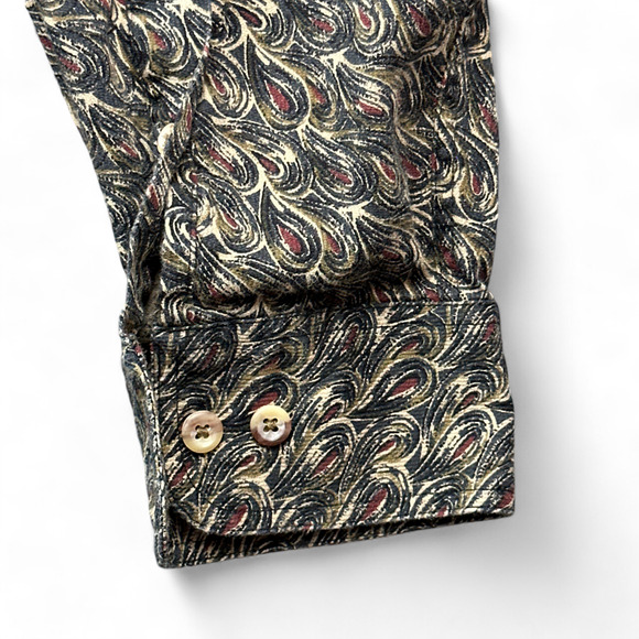 Vintage Enro Shirt Adult LARGE Brown Black Paisley 90s Psychedelic Long Sleeve - Picture 7 of 9